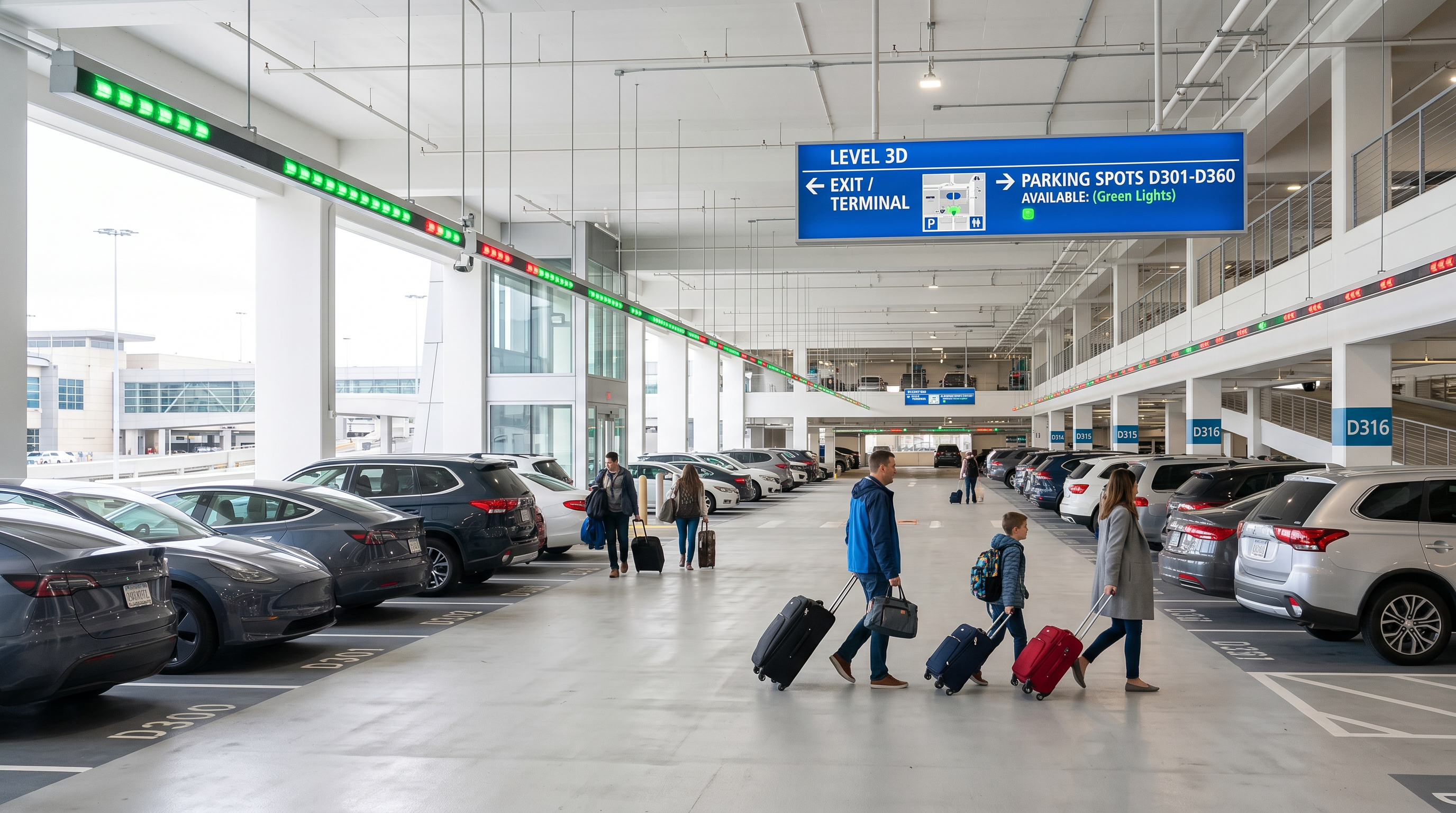 Modern airport parking garage