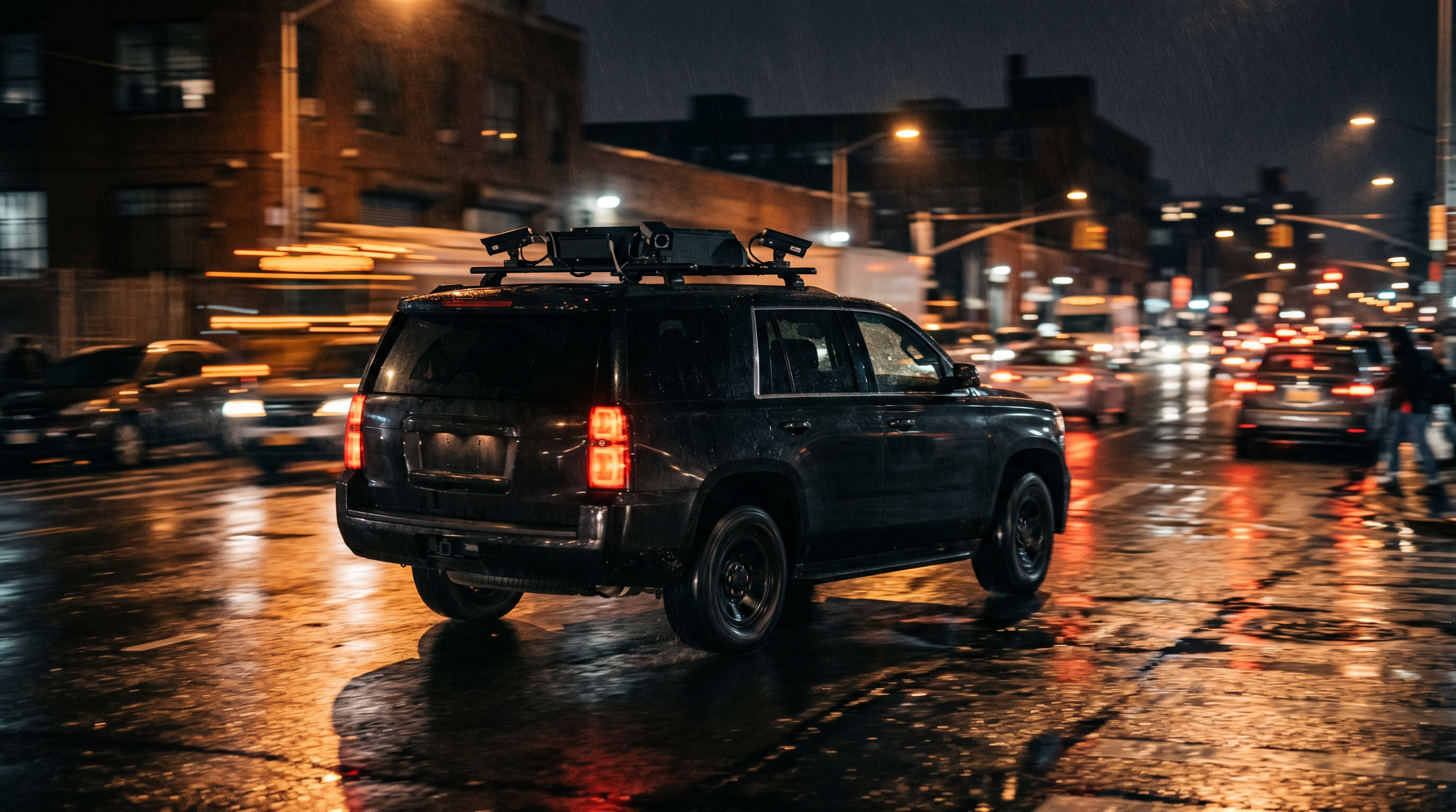 Vehicle-mounted ALPR enforcement SUV at night